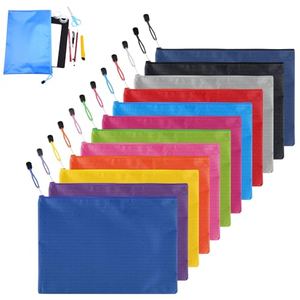 Document Pouches 12 Pack A4 Zipper Bags Waterproof Oxford Fabric Mesh Folders 12.5 x 9 Inch Multi-Colour Storage Organizers for Office School Travel Supplies