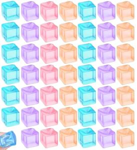 50 Pcs Mini Ice Cube Squeeze Toys, Ice Cube Stress Ball, Squeeze Fidget-Toy, Mini Size Cube Sensory Squeeze Ball Toys for Anxiety Relief & Hand Therapy