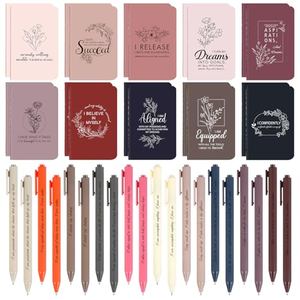 40 Pcs Motivational Pens Inspirational Notepads Set Positive Affirmation Gift Set Motivational Notebook with Inspirational Ballpoint Pen Bulk for Office School Staff Coworker Teacher Prizes Supplies
