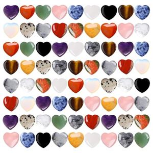 32pcs Heart Shaped Worry Stones Colorful Gemstone Crystals for Anxiety Relief, Meditation, Valentines Day Gifts, Christmas Stocking Stuffers, DIY Jewelry Making (Random Styles)