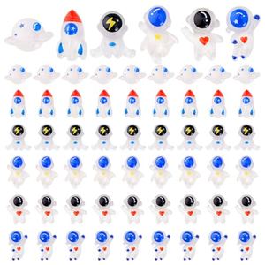 PH PandaHall 60Pcs 6 Styles Space Theme Flatback Charms 3D Resin Charms Astronaut Planet Resin Cabochons Ornaments Craft Making Supplies for Phone Case Hair Clip Scrapbooking Decor