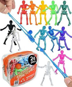 UpBrands Halloween Party Favors for Kids Stretchy Skeleton 9.5 cm Bulk Set 12 Colors, Kit for Easter Egg Basket, Birthday, Goodie Bags, Pinata Filler, Small Toys Classroom Prizes (24 Pack)