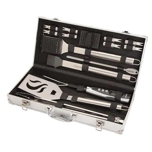 Cuisinart Deluxe Grill Tool Set, 20-Piece Grill Set, BBQ Accessories with Aluminum Case, Stainless Steel Grilling Accessories, BBQ tools, Grilling Gifts for Men, Father’s Day Gifts for Dad Husband