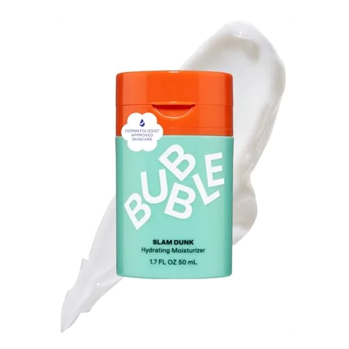 Bubble Skincare Slam Dunk Hydrating Face Moisturizer - Travel Size Lightweight Face Lotion with Vitamin E + Aloe Vera - Daily Facial Moisturizer for Normal + Dry Skin with Blue Light Protection (50ml)