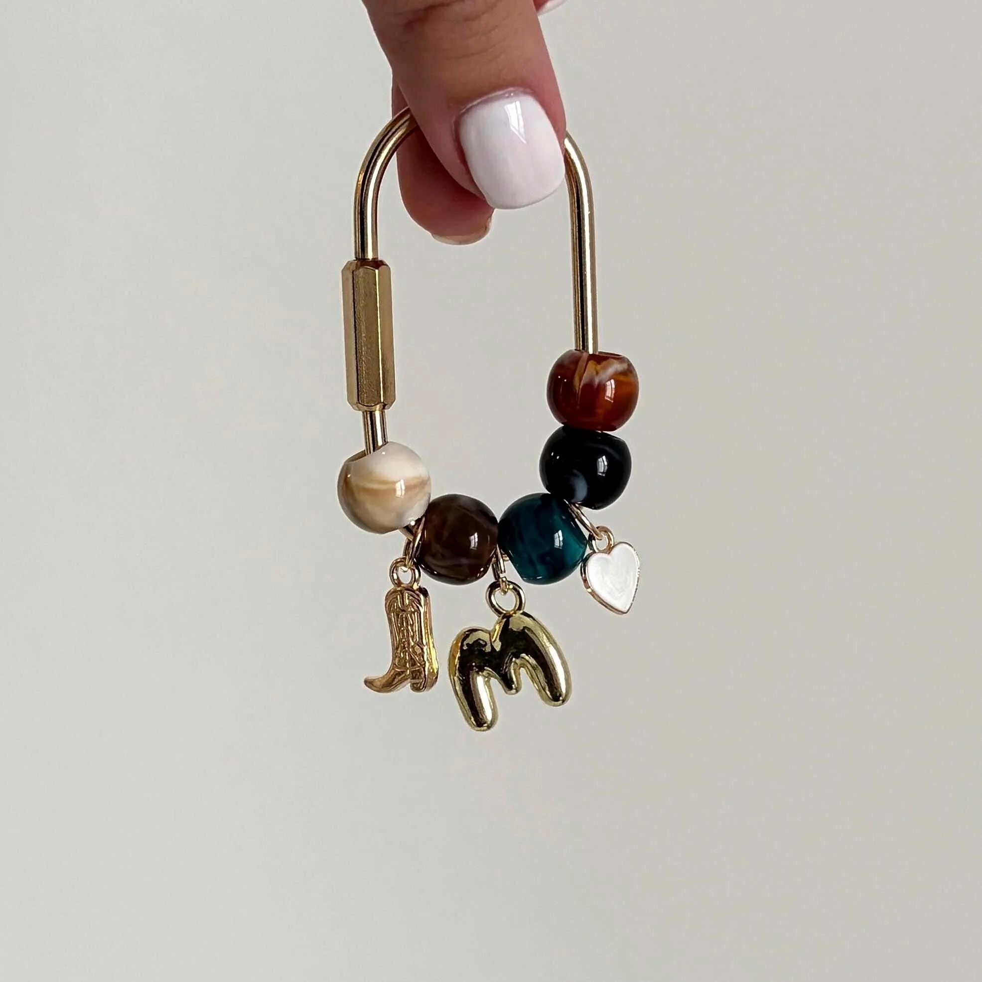 Bubble Initial Bag Charm with Carabiner (Etsy)