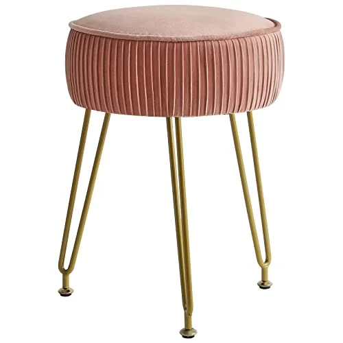 IBUYKE Velvet Vanity Stool (Pink)