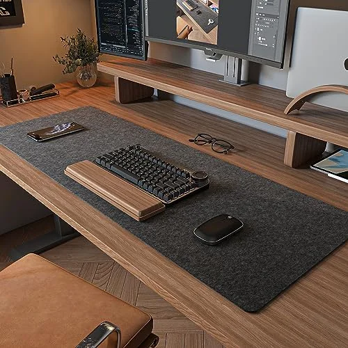 DAWNTREES Felt Desk Mat, Computer Mat for Desk, Dark Gray (36x12Inches)