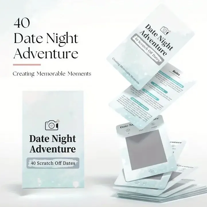 40 Date Night Ideas Scratch-Off Card Game with Adventure Photo Album for Couples: Romantic Anniversary & Wedding Gift