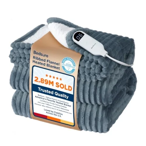 Bedsure GentleSoft Ribbed Heated Throw Blanket