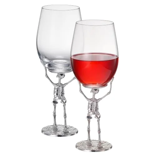 Stemmed Skeleton Wine Glasses (Set of 2)