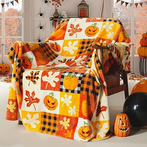Fall Plaid Fleece Throw Blanket