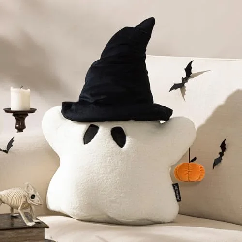 Faux Fur Ghost-Shaped Throw Pillow