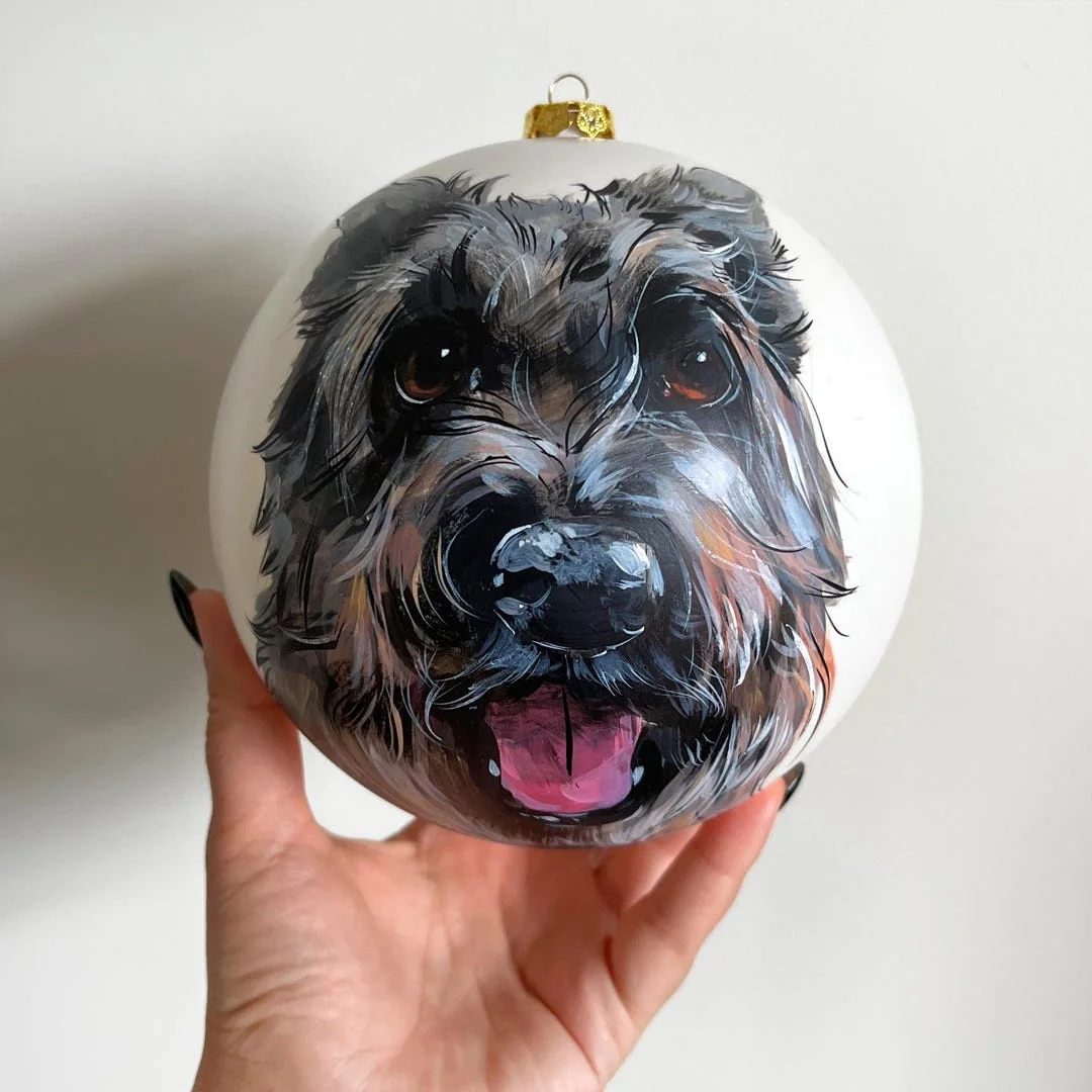 Custom Hand-Painted Pet Portrait Ornament (Etsy)