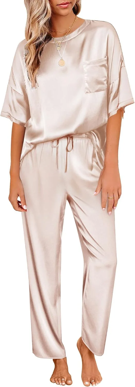 Ekouaer Satin Pajama Set