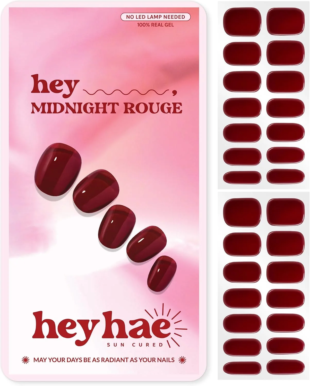 Heyhae Semi-Cured Gel Nail Strips — Midnight Rouge