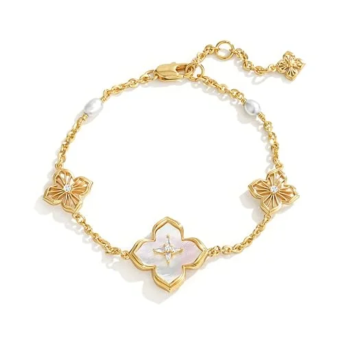 Dainty Gold Clover Charm Bracelet