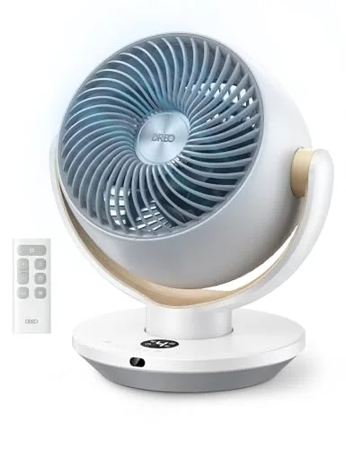 DREO Fan for Bedroom, Desk Air Circulator Fans with Remote, 11 Inch Table Fan for Whole Room, 65ft Powerful Airflow, 120° Vertical Manual and 90° Oscillating, 4 Speeds, 8H Timer, 25dB Quiet, Home