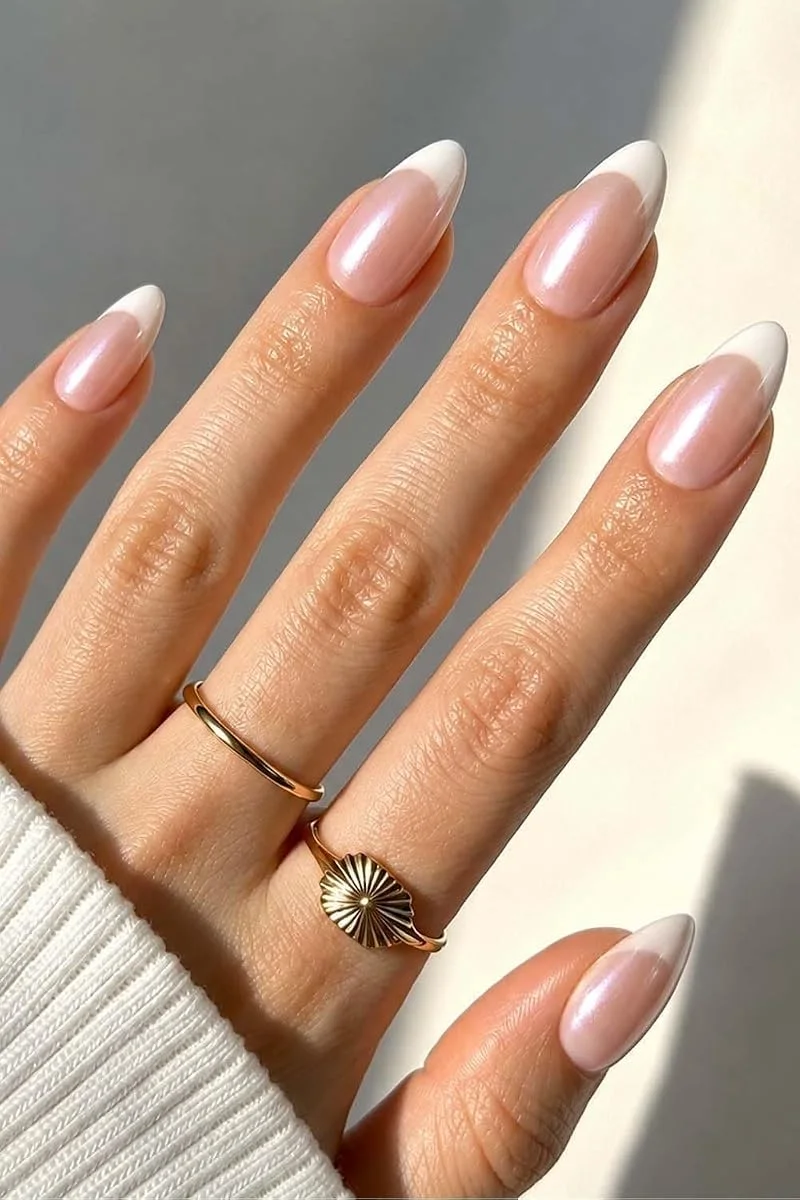 Glazed Donut French Tip Press-On Nails (Short Almond)