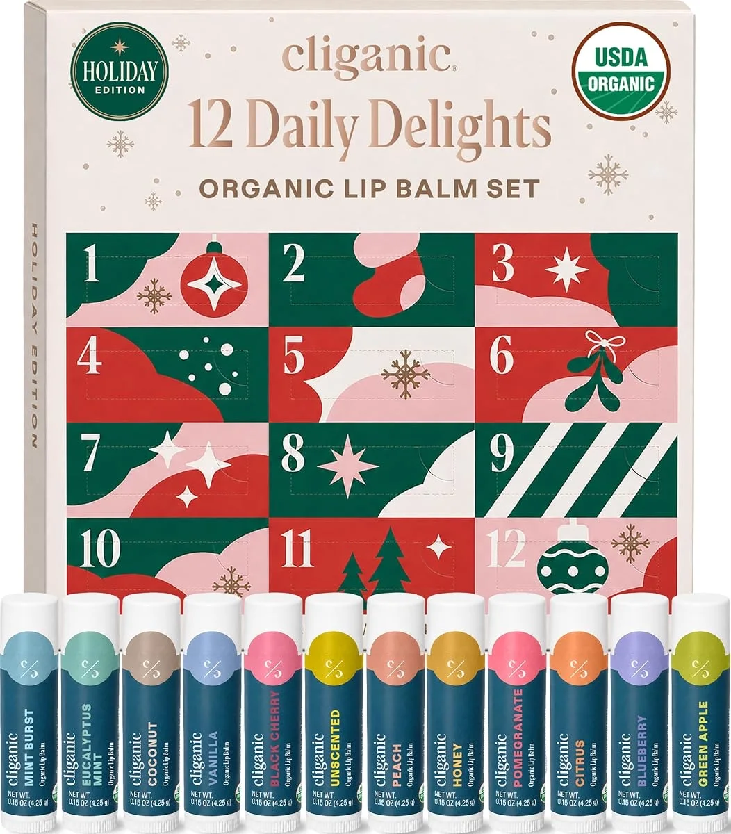 Cliganic 12 Daily Delights Lip Balm Advent Calendar