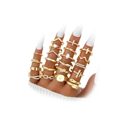 Gold Stackable Rings Set