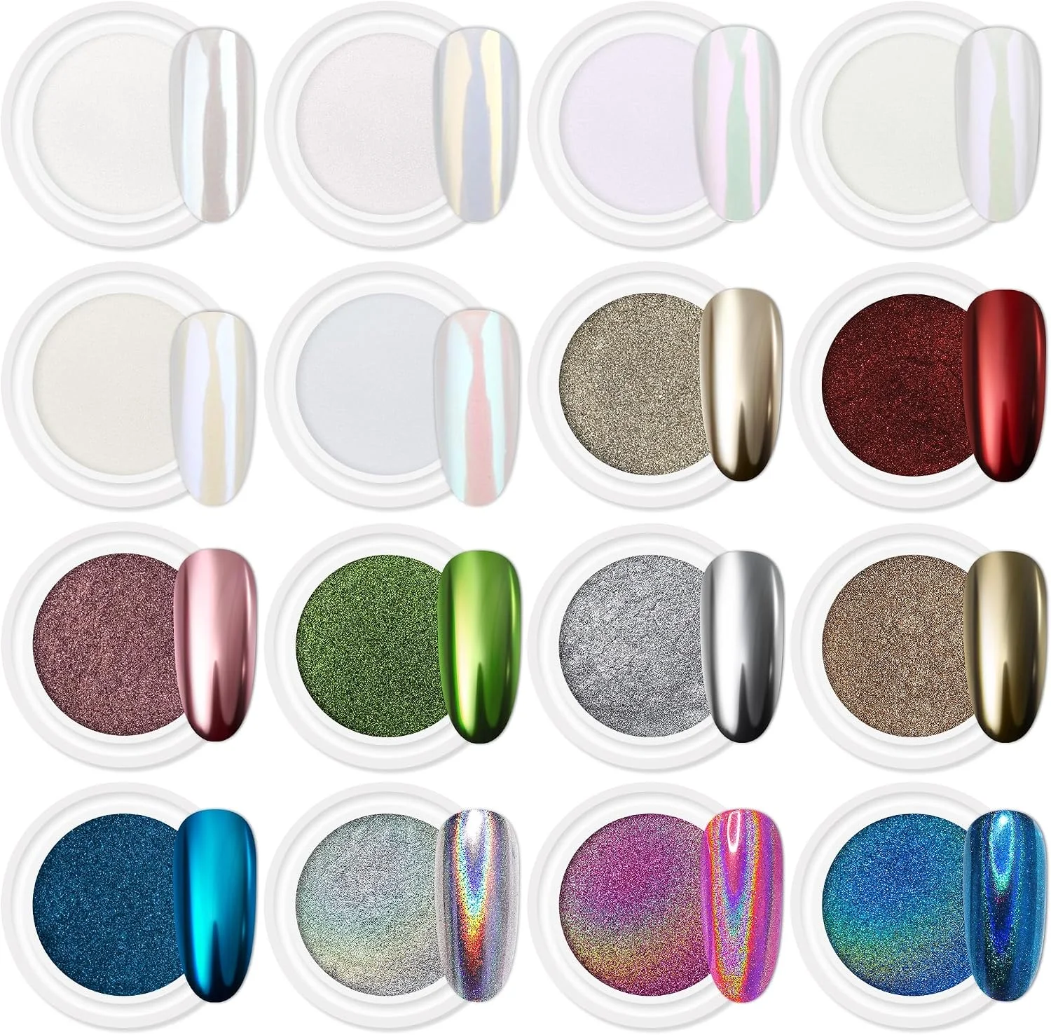Chrome Nail Powder Set (16 Jars)
