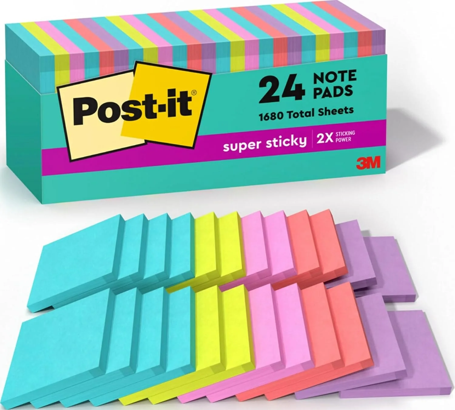 Post-it Super Sticky Notes — Supernova Neons (24 Pads)