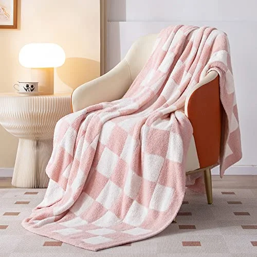 Fuzzy Checkered Throw Blanket