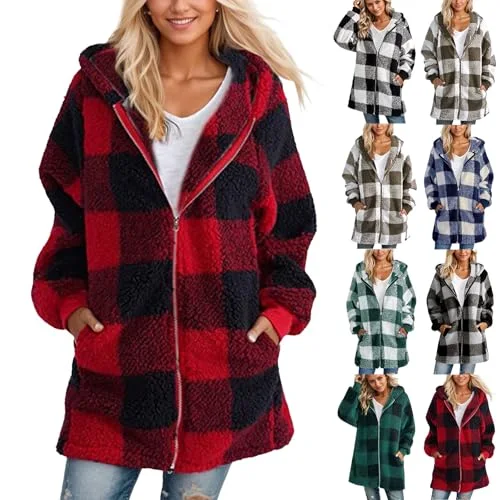 Sherpa Fleece Plaid Teddy Jacket