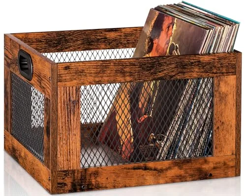 Wooden Vinyl Record Storage Crate