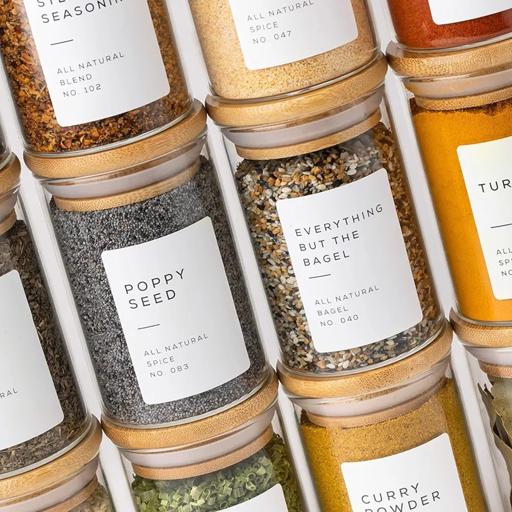 Empty Spice Jars with Label Pack