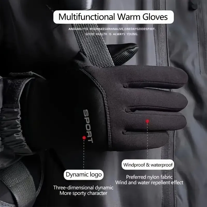 Winter Outdoor Insulated Gloves For Sports, Cycling, Skiing, And Touchscreen Waterproof Gloves