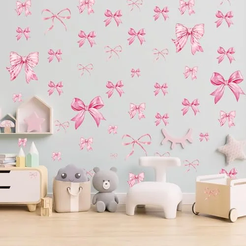 Pink Bow Wall Stickers (46 pcs)