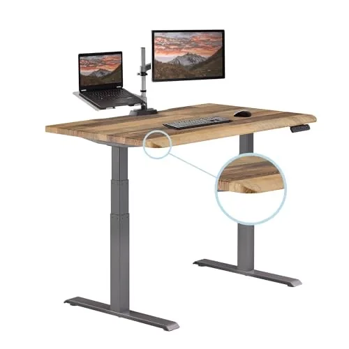 Vari ComfortEdge Electric Standing Desk – 48x30 – Reclaimed Wood/Slate