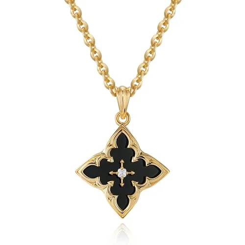 Black Clover Pendant Necklace — Gold