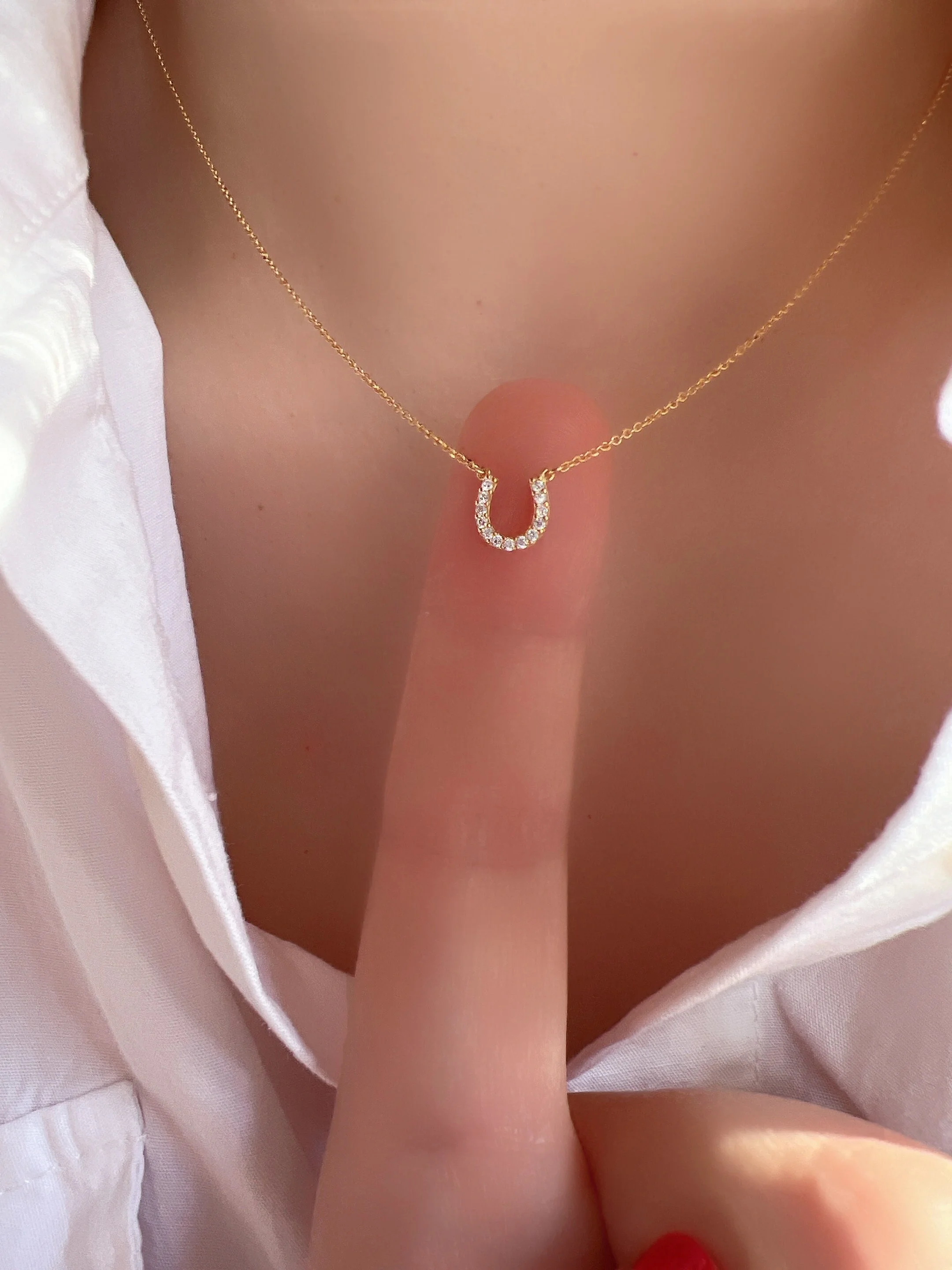 Horseshoe CZ Pendant Necklace, Sterling Silver (Etsy)