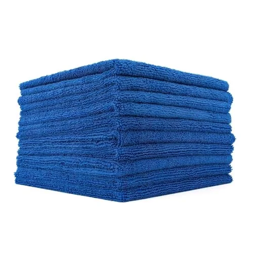 The Rag Company - Edgeless 365 Microfiber Towels (10-Pack) Premium 70/30 Blend, Professional Polishing, Wax Removal, Auto Detailing, 365gsm, 16in x 16n, Royal Blue