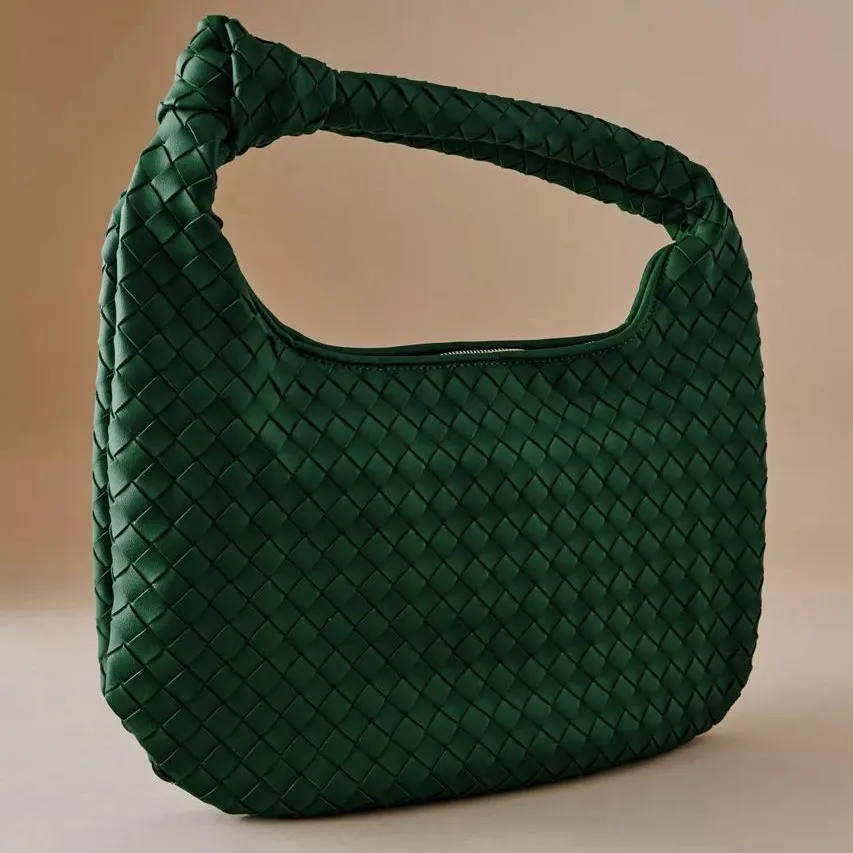 The Brigitte Woven Faux-Leather Satchel Bag by Melie Bianco: Oversized Edition