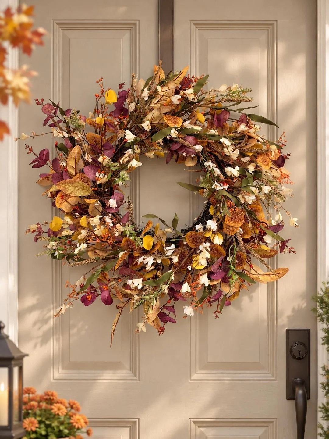 22" Fall Wreath for Front Door (Etsy)