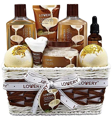 Vanilla Coconut Home Spa Gift Basket (9-Piece)