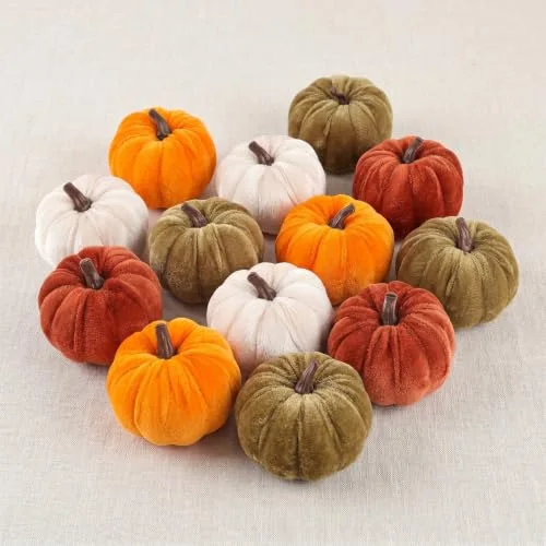 Velvet Mini Pumpkins Decor (12 pcs)