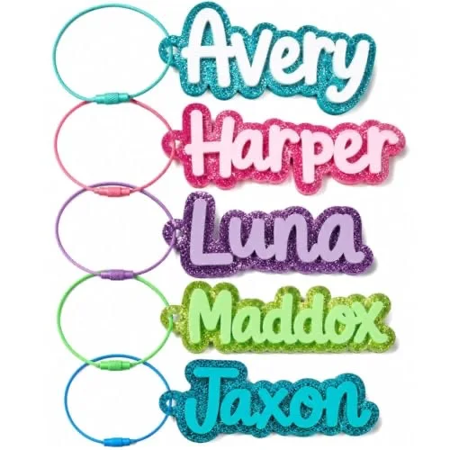 Personalized Name Acrylic Keychain,Kids Luggage Tag, Diaper Bag Tag,School Bag Name Tag,Custom Name Tag for Kids Girls Boys Women Men (Tag)