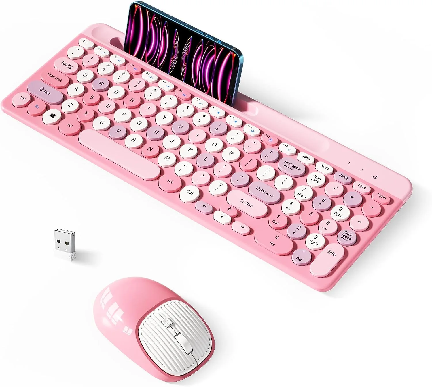 Retro Wireless Keyboard with Round Keycaps