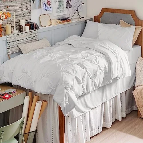 Bedsure Twin XL Comforter Set White - Dorm Room Essentials, Extra Long Twin XL Bedding Set with Sheets, All Season Down Alternative Comforter with Sheets, Pillowcase & Sham