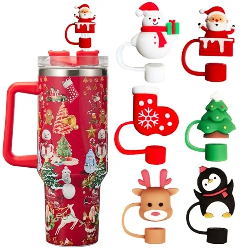 Christmas Straw Covers for Stanley Cup (6-Pack)