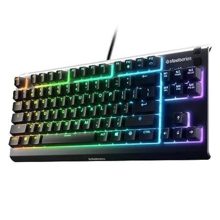 SteelSeries Apex 3 TKL RGB Gaming Keyboard β Tenkeyless Compact Form Factor - 8-Zone RGB Illumination β IP32 Water & Dust Resistant β Whisper Quiet Gaming Switch β Gaming Grade Anti-Ghosting, Black