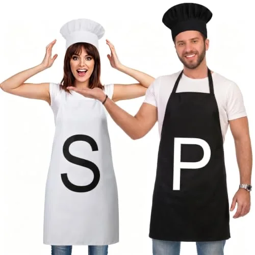 Salt & Pepper Couples Costume (Apron & Hat Set)