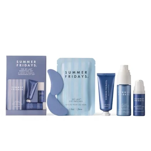 Summer Fridays Jet Lag Essentials - Mini Hydrating Skin Care Set With Jet Lag Mask, Eye Patches, Deep Hydration Face Serum & Hydration Mist - Travel Size Skincare Kit & Gift Set (4 Count)