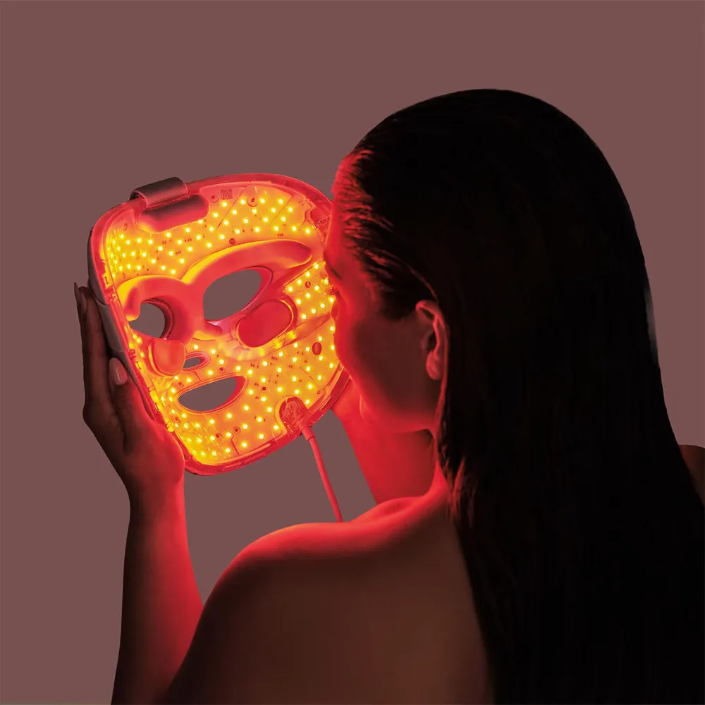 Red light mask A red light mask is a home skincare device with LED bulbs that emit red and near-infrared light to improve skin health. The light stimulates cellular activity, boosting collagen production and reducing inflammation.