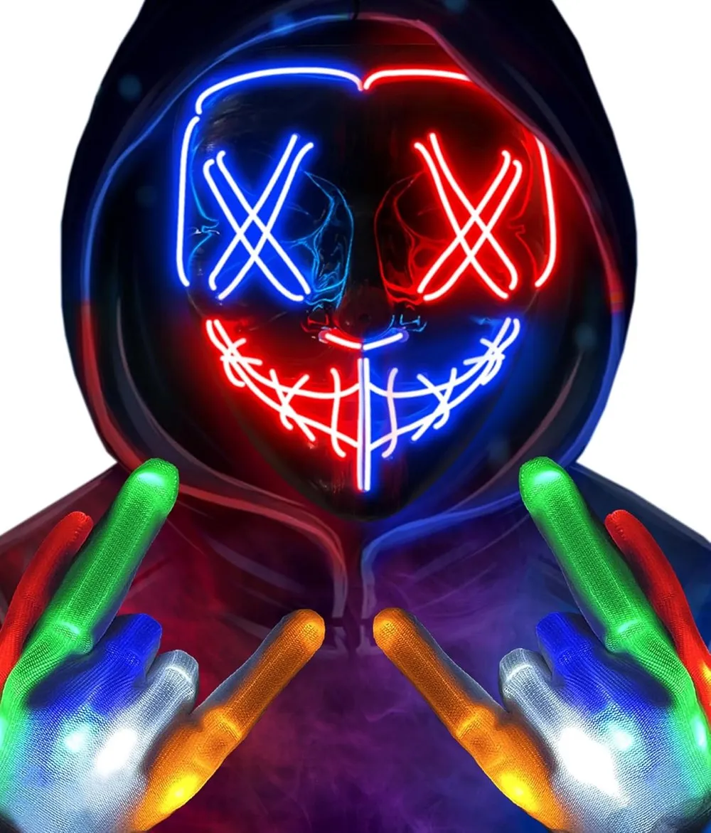 Halloween Mask Skeleton Gloves Set