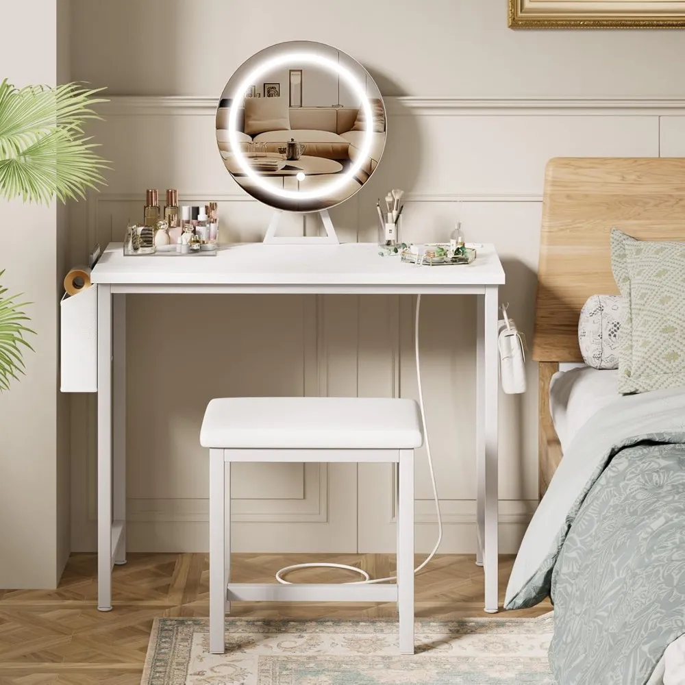 Vanity Desk with Mirror and Lights